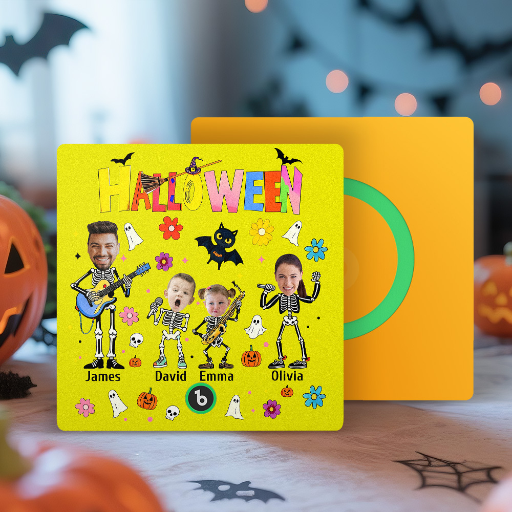Aimant De Réfrigérateur Halloween Photos Et Noms Personnalisés Aimant De Réfrigérateur De Musique Personnalisé Votre Propre Nom De Visage Aimant De Réfrigérateur Cadeau De Famille - MapLunelampeFr