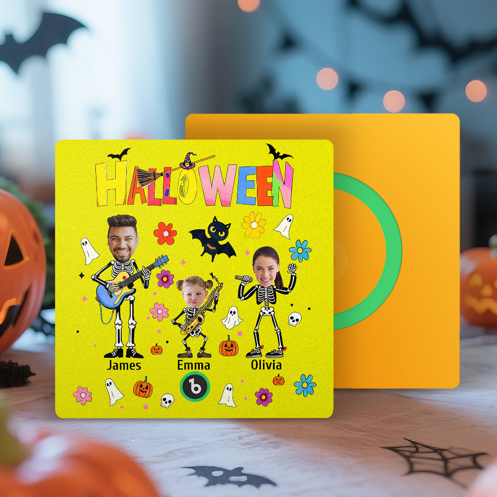 Aimant De Réfrigérateur Halloween Photos Et Noms Personnalisés Aimant De Réfrigérateur De Musique Personnalisé Votre Propre Nom De Visage Aimant De Réfrigérateur Cadeau De Famille - MapLunelampeFr