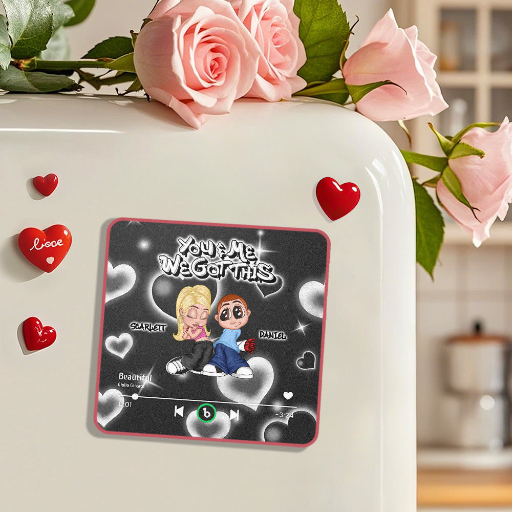 Aimant De Réfrigérateur Lecteur De Musique Style Années 2000 Personnalisé Avec Texte, Aimant De Réfrigérateur Musical Personnalisé Avec Noms, Cadre Cadeau Pour Couples - MapLunelampeFr
