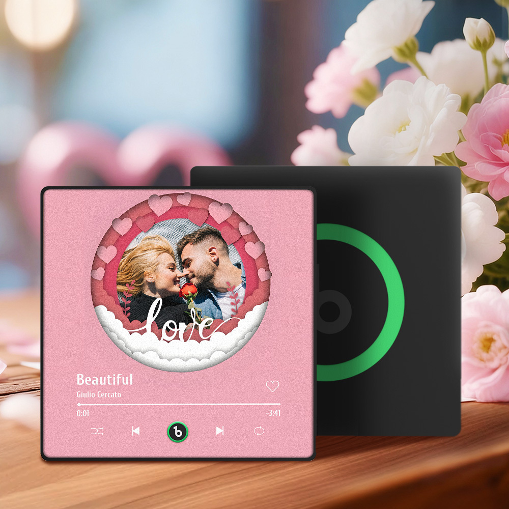 Aimant De Réfrigérateur Personnalisé Avec Photo, Cœur Rouge Et Musique - Cadeau De Saint-valentin Pour Elle - MapLunelampeFr