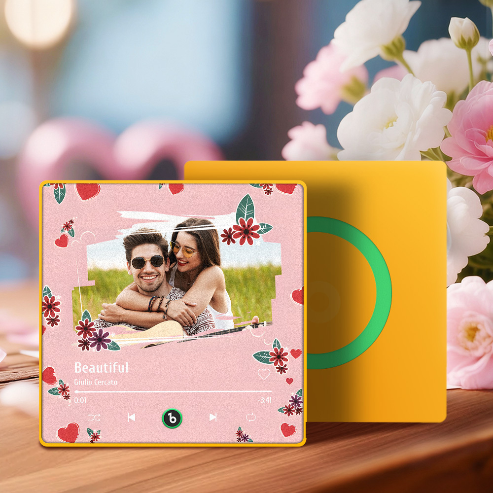 Aimant De Réfrigérateur Personnalisé Avec Photo, Cœur Rouge Et Musique - Cadeau De Saint-valentin Pour Elle - MapLunelampeFr