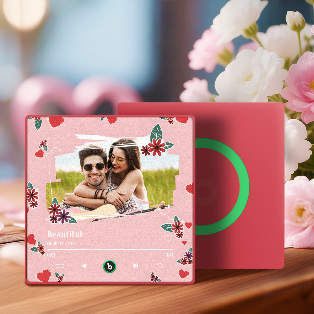 Aimant De Réfrigérateur Personnalisé Avec Photo, Cœur Rouge Et Musique - Cadeau De Saint-valentin Pour Elle - MapLunelampeFr