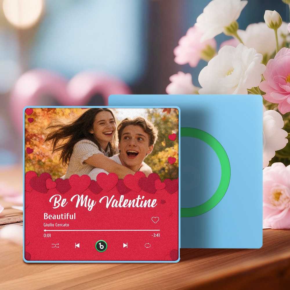 Aimant De Réfrigérateur Personnalisé Avec Photo, Cœur Rouge Et Musique - Cadeau De Saint-valentin Pour Elle - MapLunelampeFr