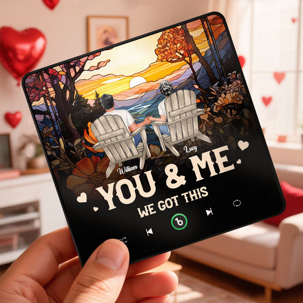 Aimant De Réfrigérateur Musical Personnalisé Avec Nom Et Personnage - Motif Coucher De Soleil Pour Couple - Cadre Photo Personnalisé - Cadeau Pour Couples - MapLunelampeFr