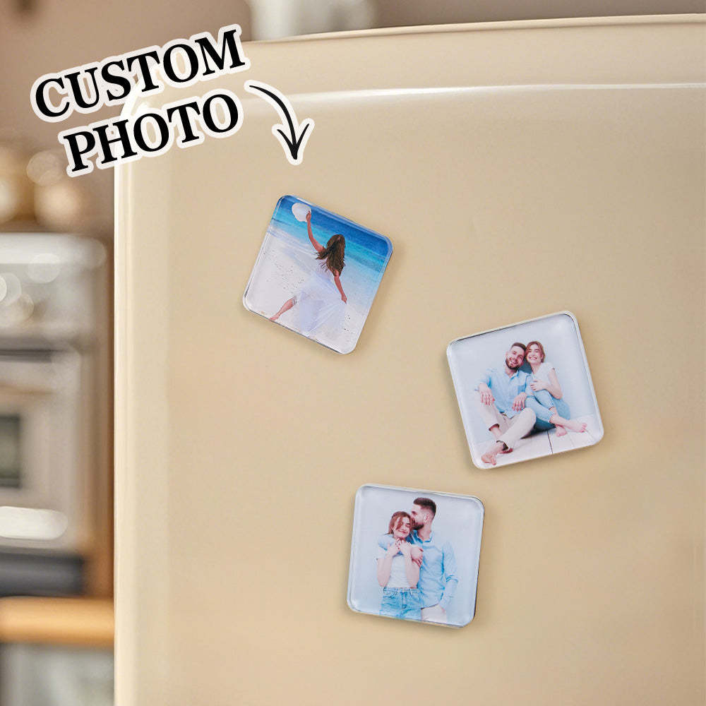 Photo Personnalisée Réfrigérateur Magnétique Acrylique Carré Réfrigérateur Aimant Décor À La Maison - MapLunelampeFr
