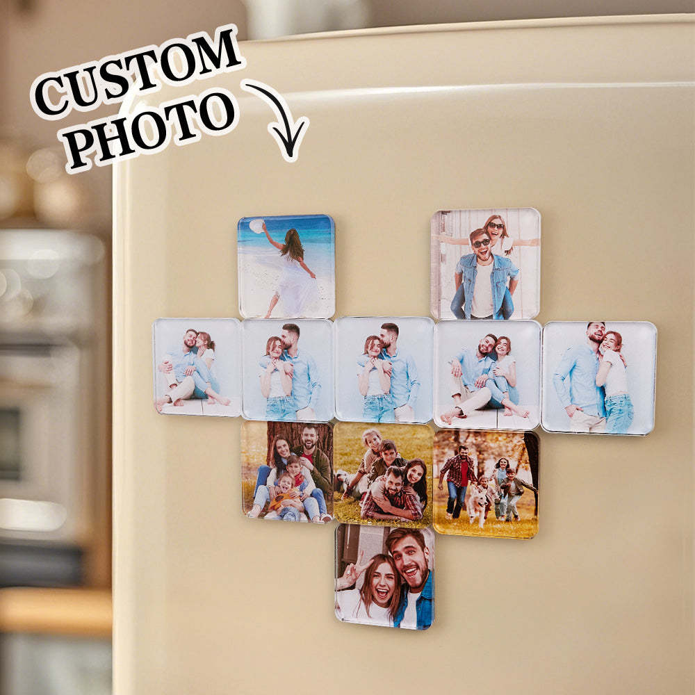 Photo Personnalisée Réfrigérateur Magnétique Acrylique Carré Réfrigérateur Aimant Décor À La Maison - MapLunelampeFr