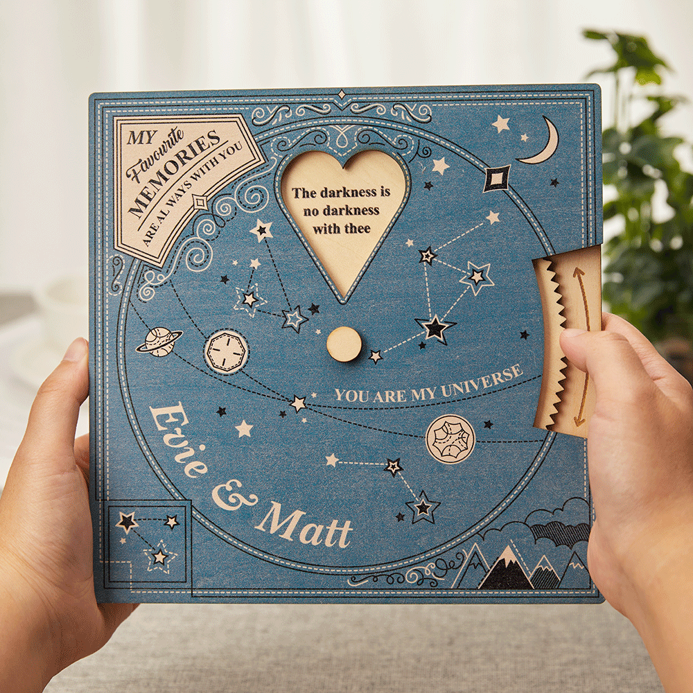 Décor D'engrenage Rotatif Gravé Sur Mesure, Cadeau Commémoratif Romantique Pour Les Couples - maplunelampefr