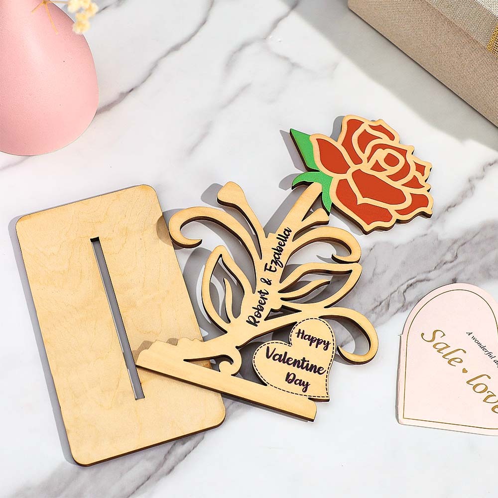 Engravable Rose Wooden Decor Personalized Romantic Flower Valentine's Day Gifts - maplunelampefr