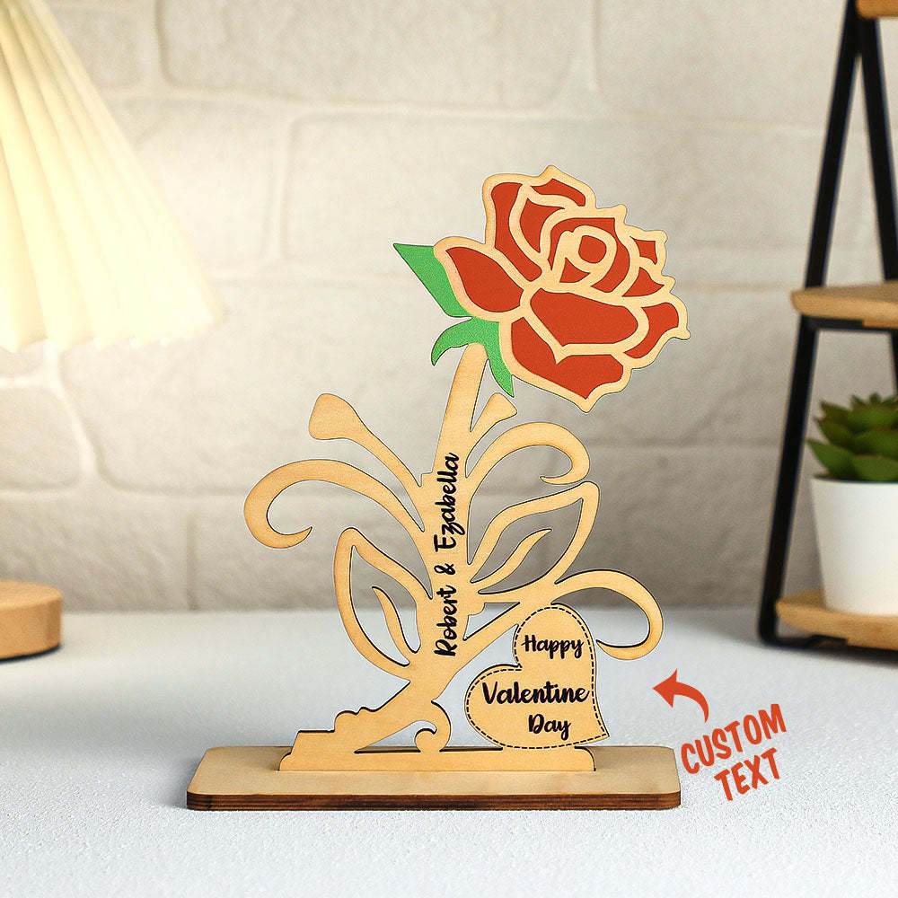 Engravable Rose Wooden Decor Personalized Romantic Flower Valentine's Day Gifts - maplunelampefr