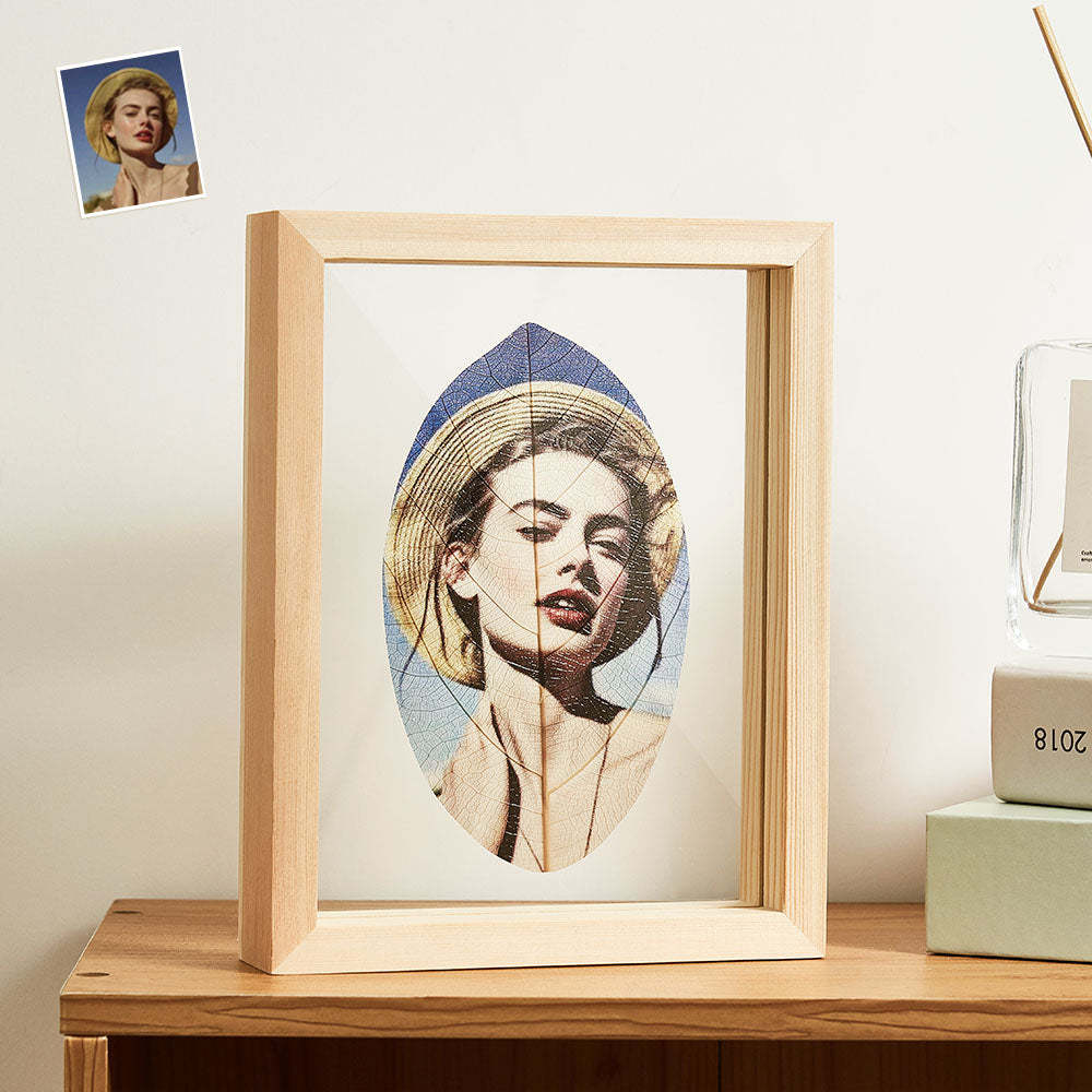 Peinture De Veines De Feuilles Avec Photo Personnalisée, Ornements De Maison, Cadeau Créatif Pour Couple - maplunelampefr