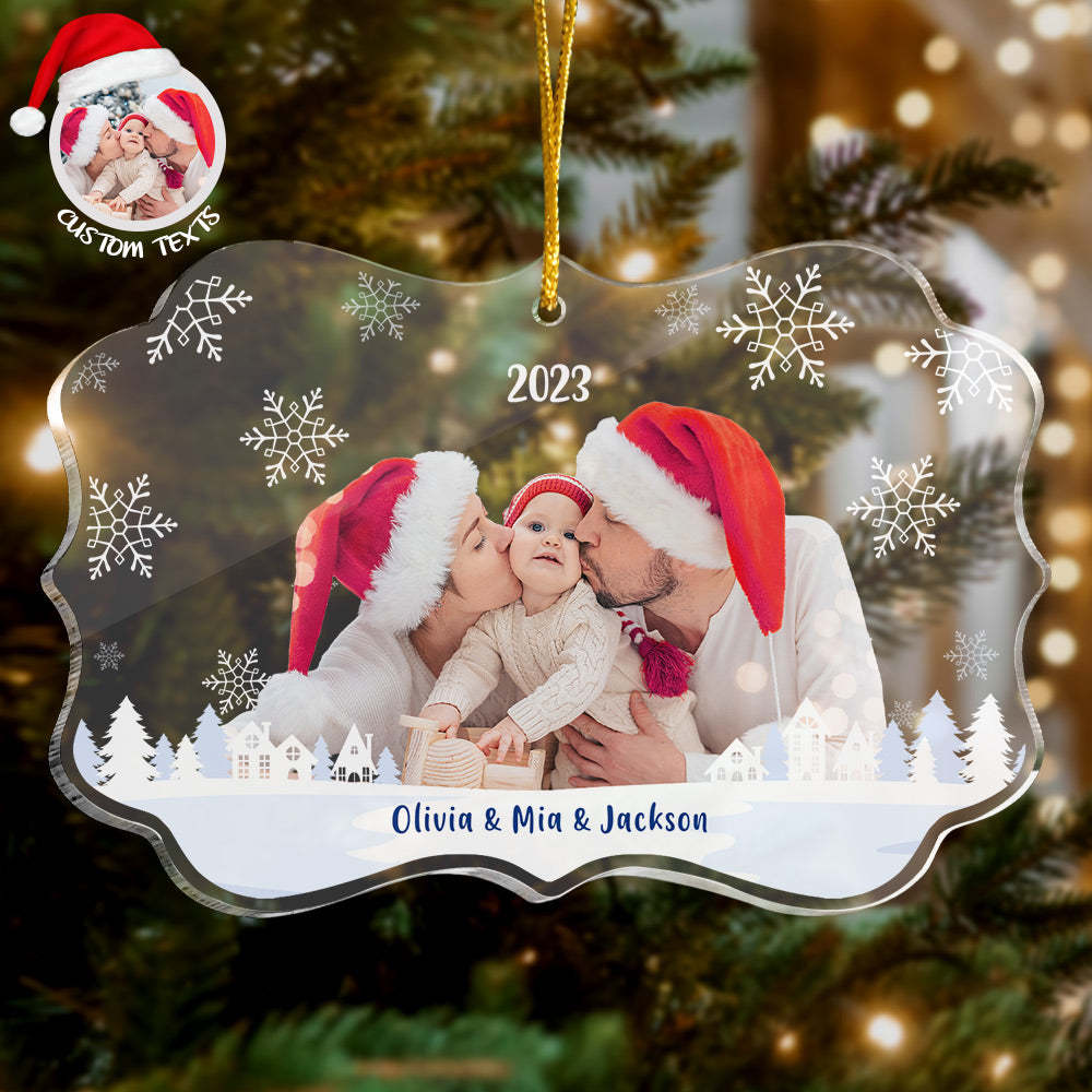 Ornement D'arbre De Noël Personnalisé Avec Photo Et Nom, Cadeau De Noël Familial - maplunelampefr