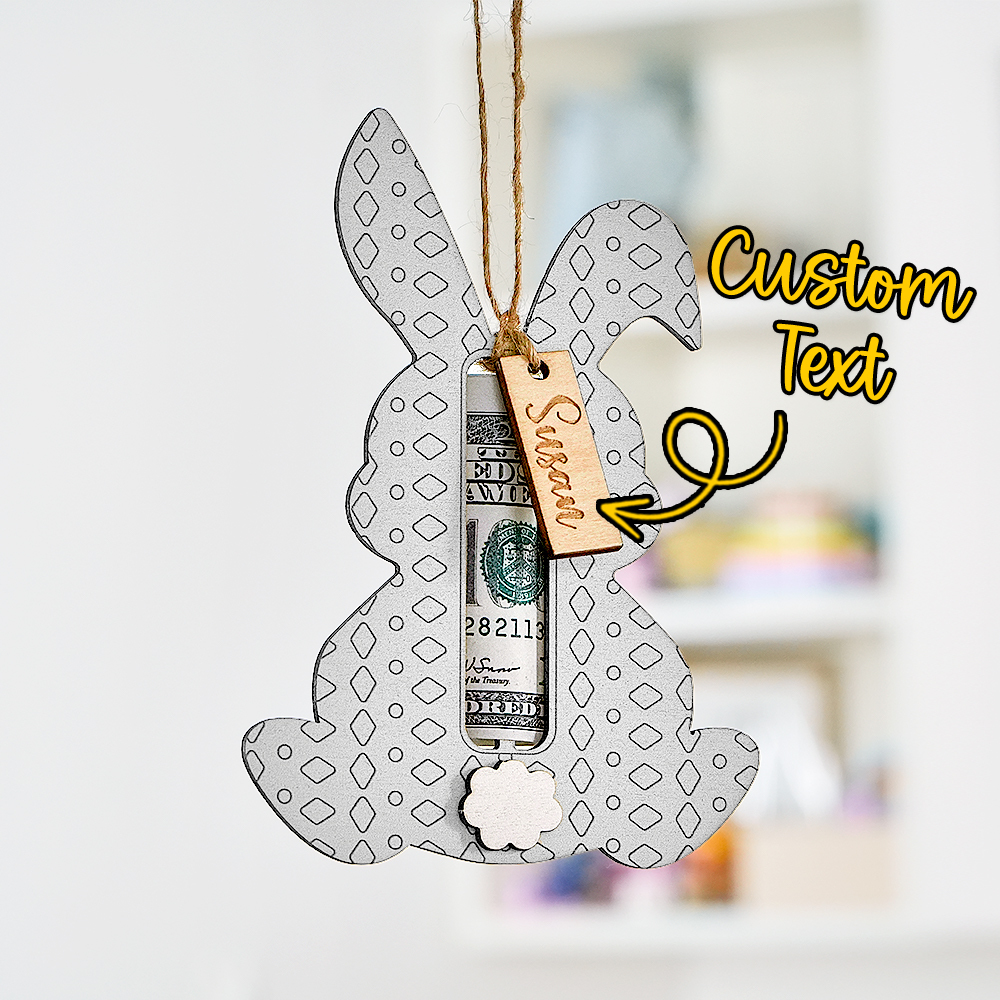 Porte-monnaie Personnalisé En Forme De Lapin De Pâques, Créations En Bois, Étiquette Pour Panier De Pâques - MapLunelampeFr