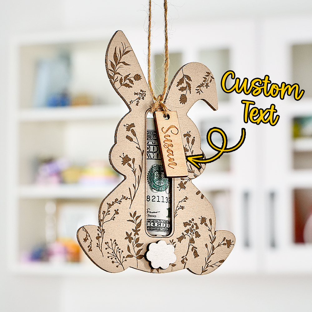 Porte-monnaie Personnalisé En Forme De Lapin De Pâques, Créations En Bois, Étiquette Pour Panier De Pâques - MapLunelampeFr