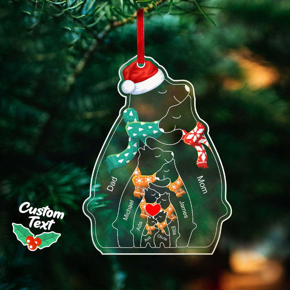 Noms Personnalisés Ours De Noël Famille Acrylique Ornement Personnalisé Souvenir De Noël Ornement Cadeau De Noël Décor - maplunelampefr