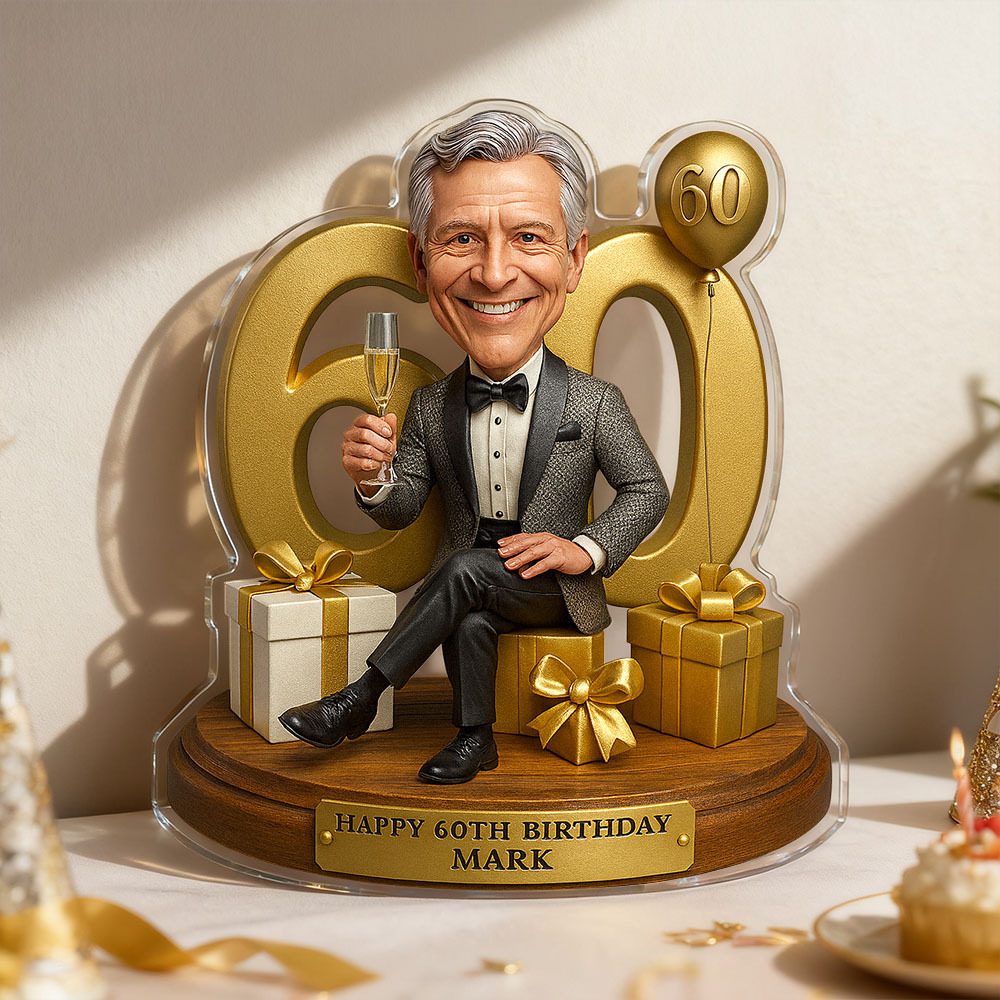 Cadeaux D'anniversaire Photo Personnalisée Homme Caricature Portrait Cadeau Plaque Acrylique 2d Look 3d Pop