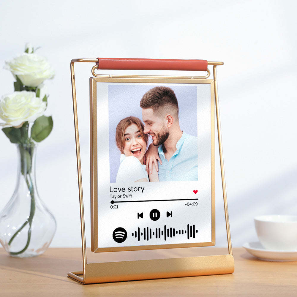 Cadre Photo À Code Spotify Scannable, Présentoir Personnalisé Double Face, Cadeaux Pour Les Amoureux - maplunelampefr