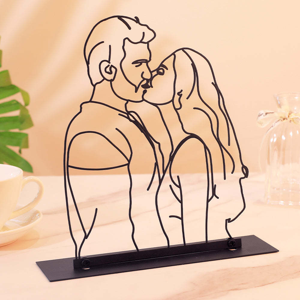Plaque Photo Personnalisée En Acier Noir, Dessin Au Trait, Décoration D'intérieur - maplunelampefr