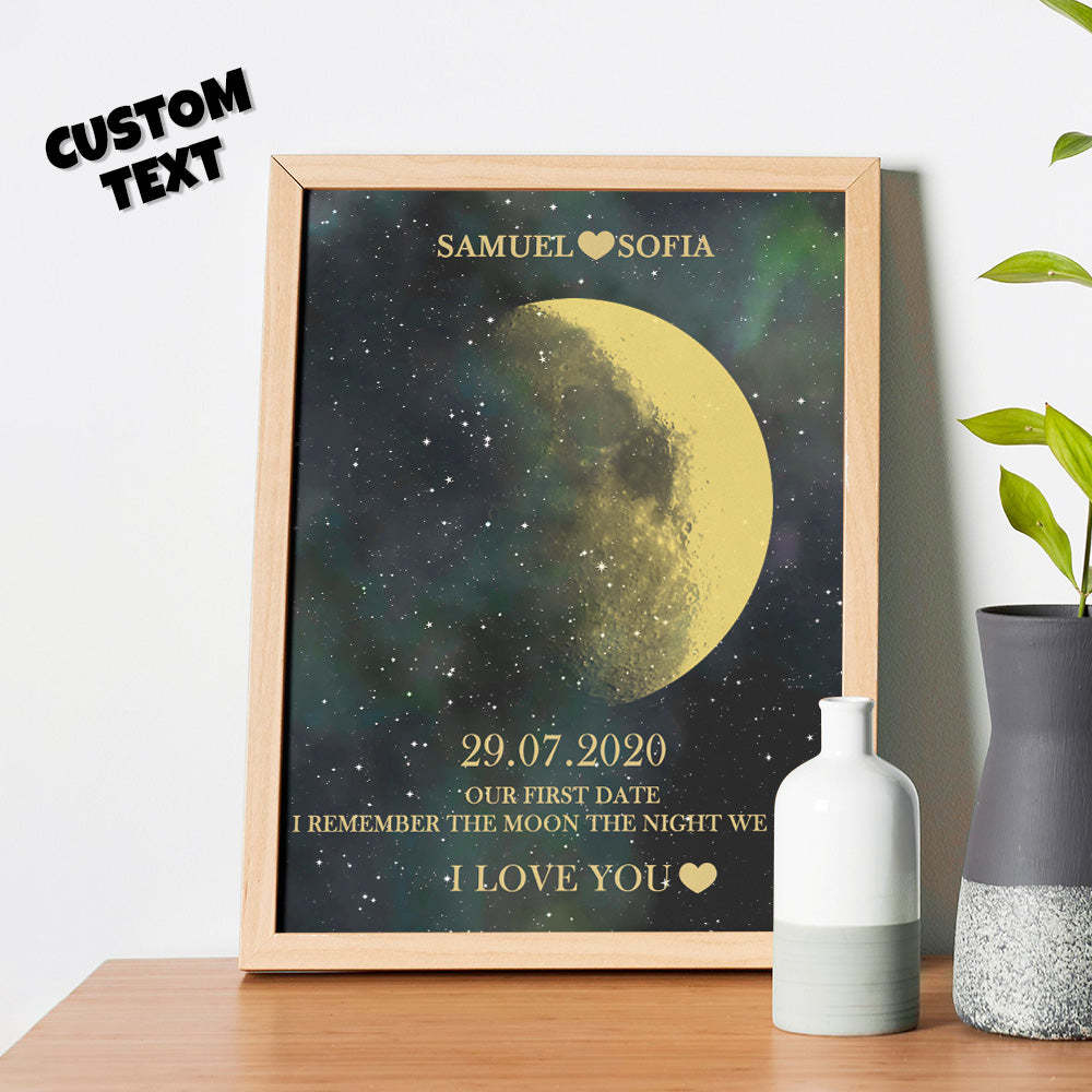 Cadeaux Personnalisés De Cadre D'impression D'or De Phase De Lune Pour L'anniversaire Et L'anniversaire - maplunelampefr