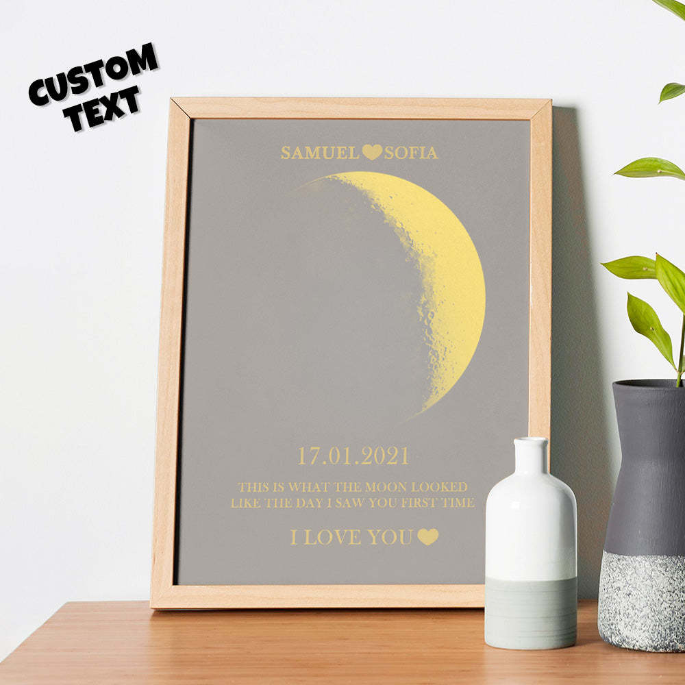 Cadeaux Personnalisés De Cadre D'impression D'or De Phase De Lune Pour L'anniversaire Et L'anniversaire - maplunelampefr
