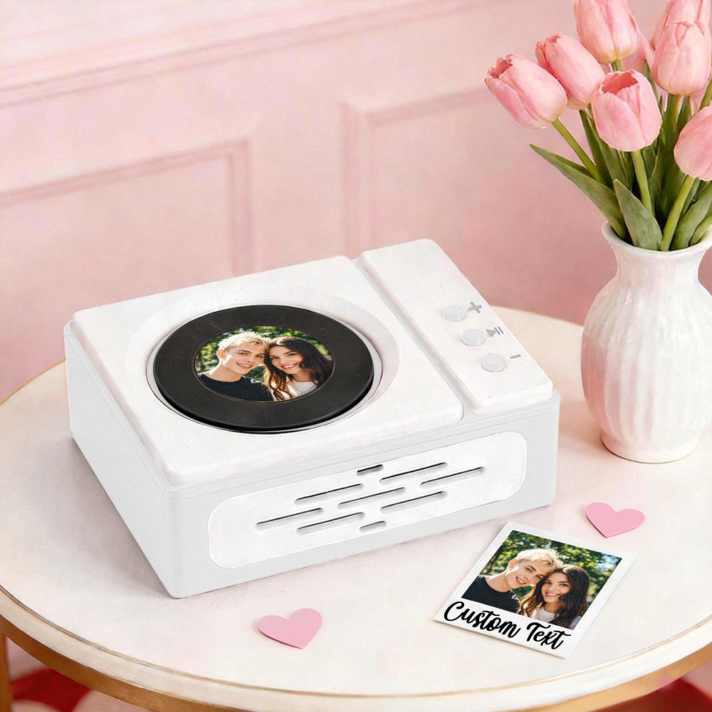 Mini Tourne-disque Personnalisé Avec Photo Et Chanson - Cadeau De Noël Musical Unique - MapLunelampeFr