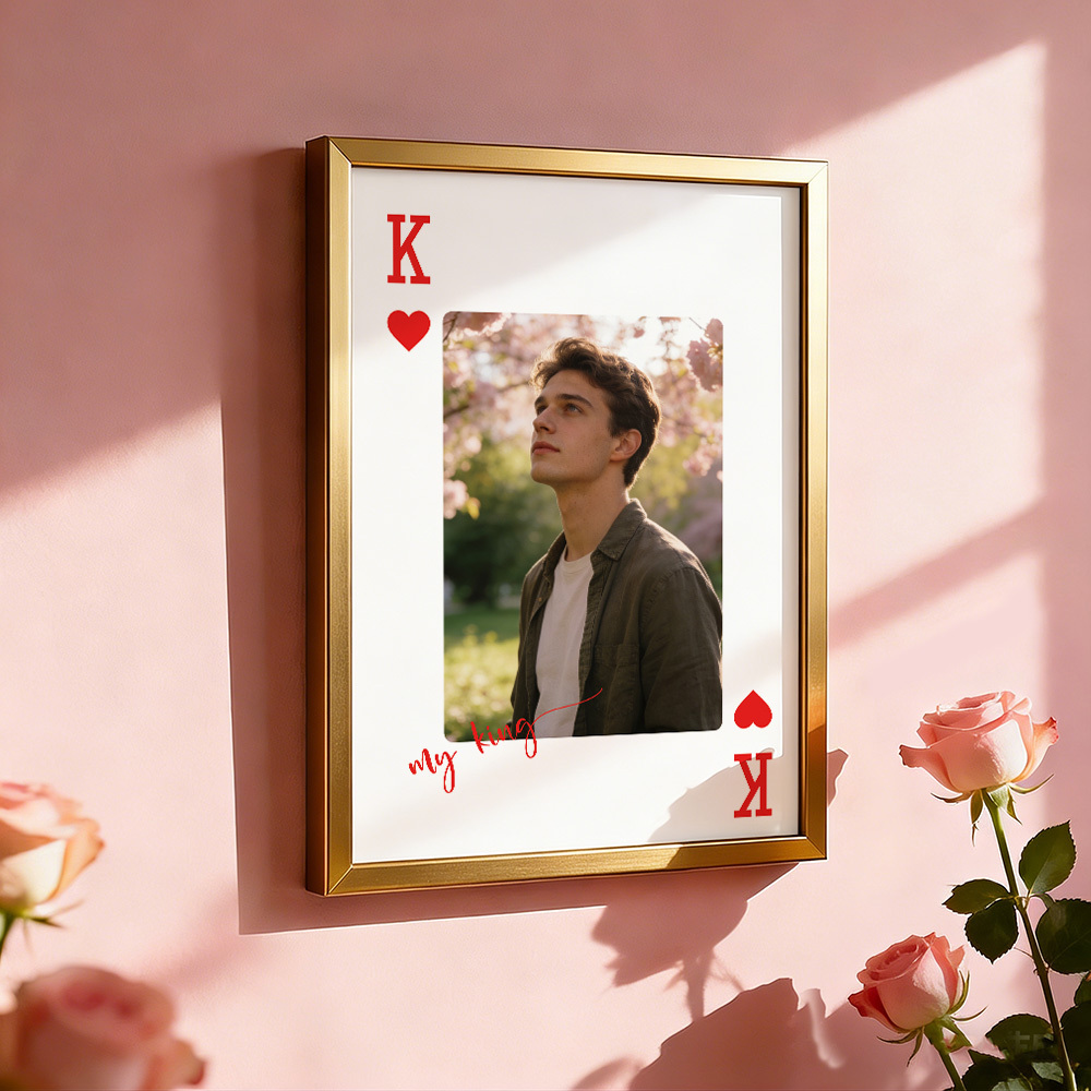 Cadre Photo Personnalisé Avec Cartes À Jouer Roi Et Reine - Décoration Souvenir - Cadeau De Saint-valentin - MapLunelampeFr