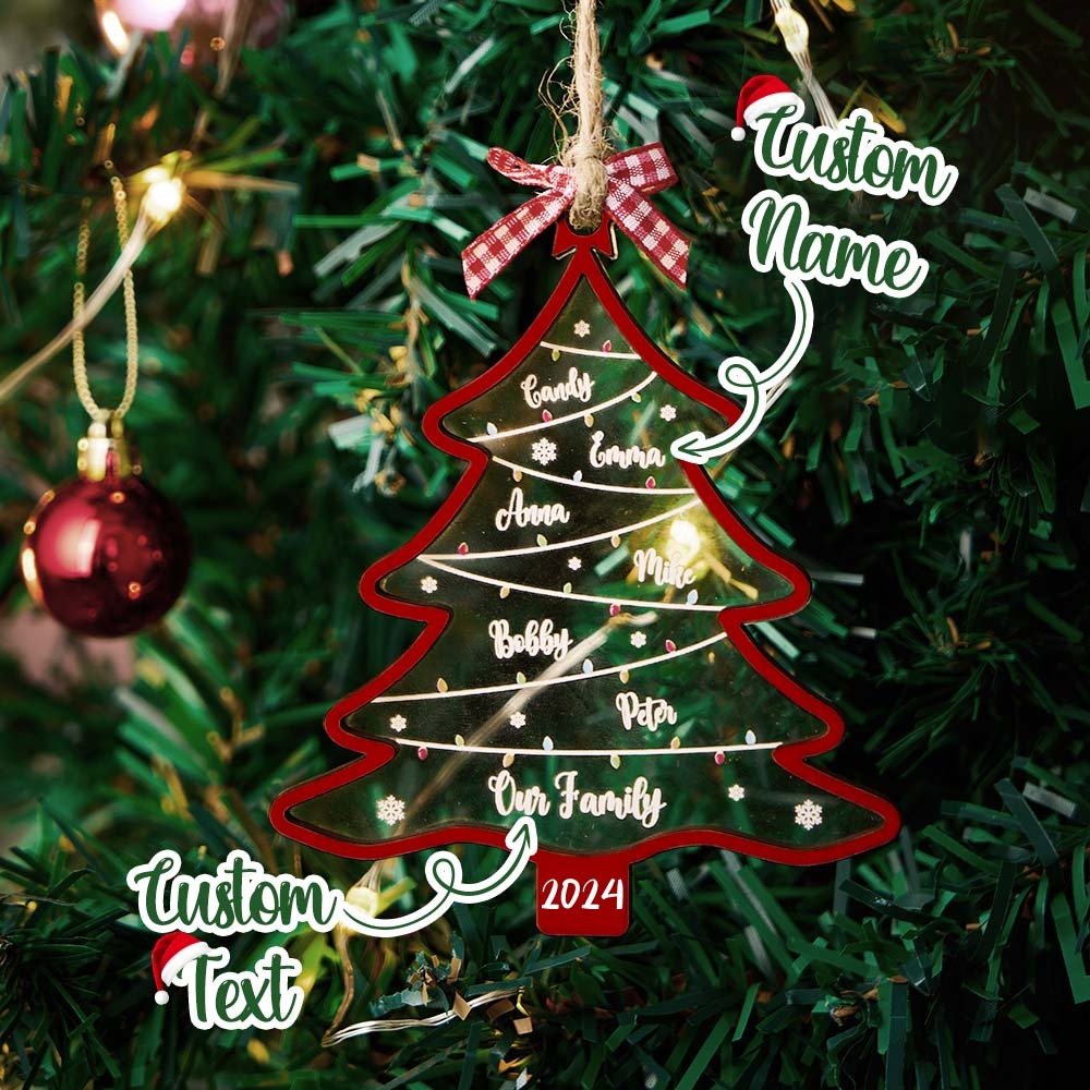 Décoration De Sapin De Noël Personnalisée Avec Noms, Cadeau De Décoration De Noël Familial - MapLunelampeFr