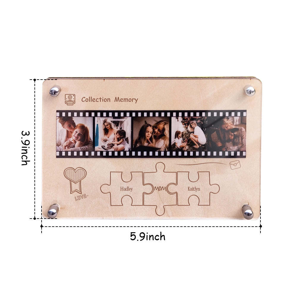 Plaque De Film Acrylique En Bois Personnalisée, Pièces De Puzzle, Décorations De Table, Cadeau Pour Maman - maplunelampefr