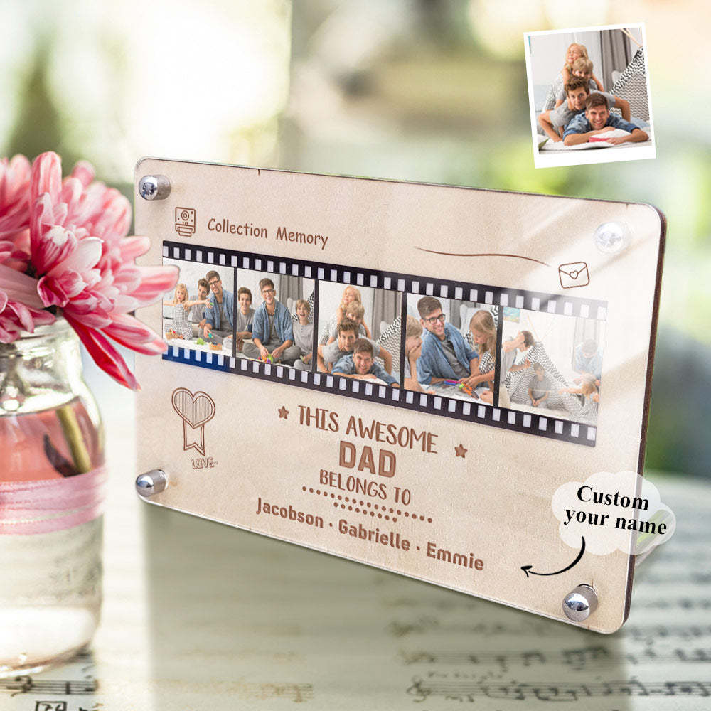 Plaque De Film Acrylique En Bois Personnalisée Photo Personnalisée Et Plaque De Nom Décorations De Table Cadeau Pour Papa - maplunelampefr