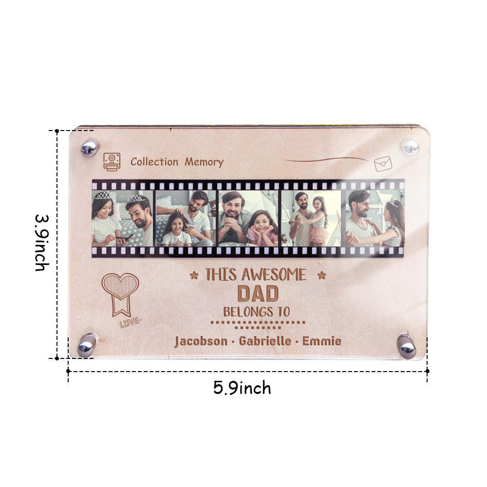 Plaque De Film Acrylique En Bois Personnalisée Photo Personnalisée Et Plaque De Nom Décorations De Table Cadeau Pour Papa - maplunelampefr