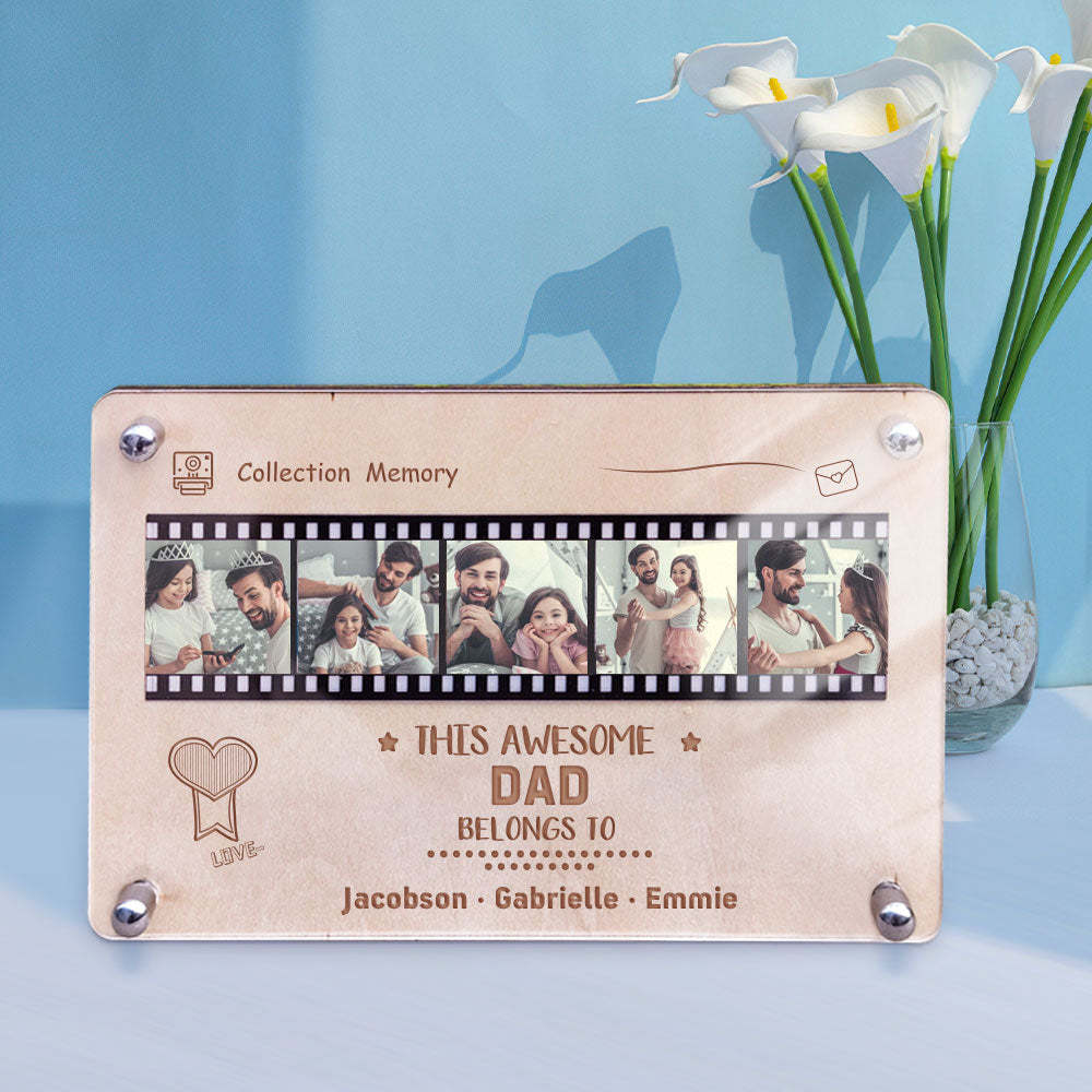 Plaque De Film Acrylique En Bois Personnalisée Photo Personnalisée Et Plaque De Nom Décorations De Table Cadeau Pour Papa - maplunelampefr