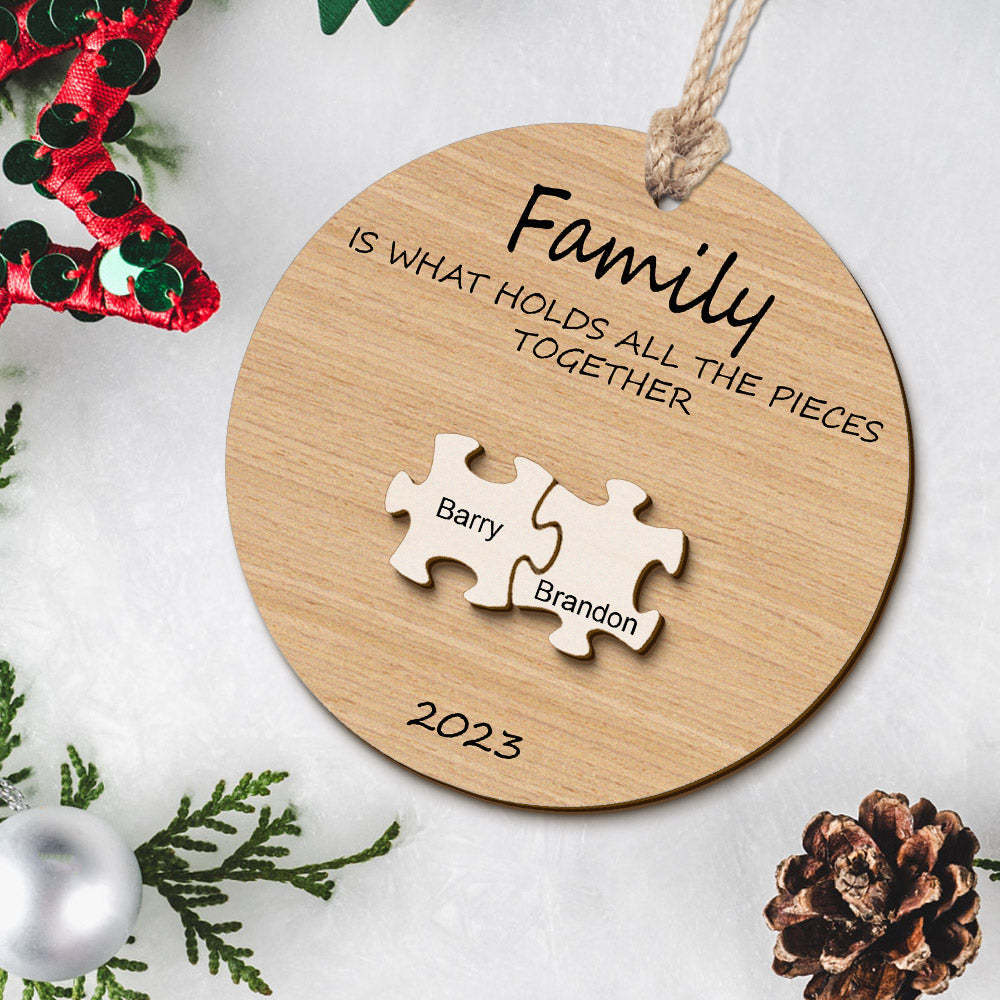 Puzzle De Nom Personnalisé, Ornement De Noël, Arbre De Noël En Bois Personnalisé, Ornement Familial, Cadeaux - maplunelampefr