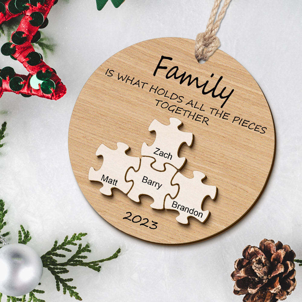 Puzzle De Nom Personnalisé, Ornement De Noël, Arbre De Noël En Bois Personnalisé, Ornement Familial, Cadeaux - maplunelampefr