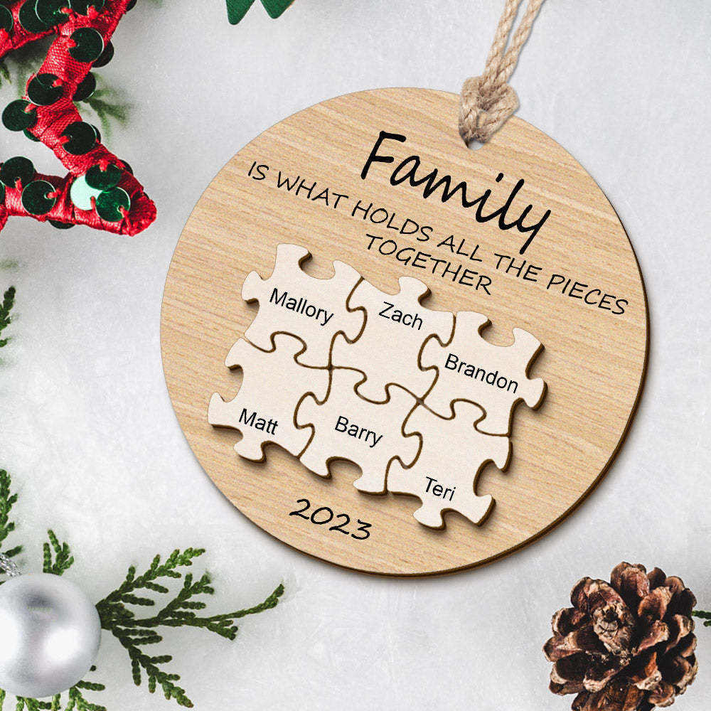 Puzzle De Nom Personnalisé, Ornement De Noël, Arbre De Noël En Bois Personnalisé, Ornement Familial, Cadeaux - maplunelampefr