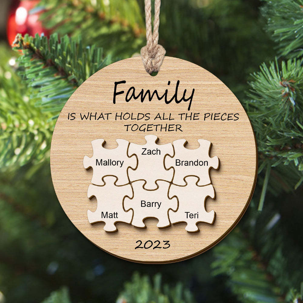 Puzzle De Nom Personnalisé, Ornement De Noël, Arbre De Noël En Bois Personnalisé, Ornement Familial, Cadeaux - maplunelampefr