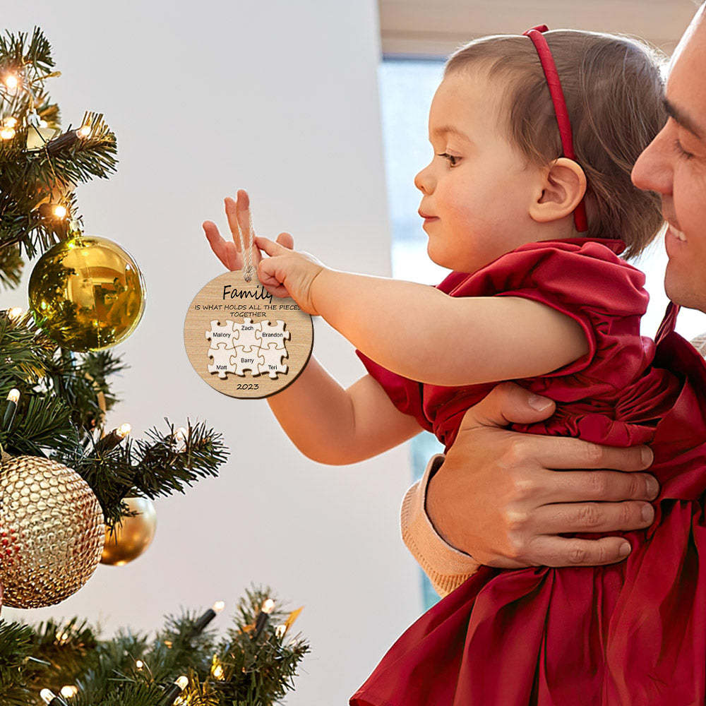 Puzzle De Nom Personnalisé, Ornement De Noël, Arbre De Noël En Bois Personnalisé, Ornement Familial, Cadeaux - maplunelampefr