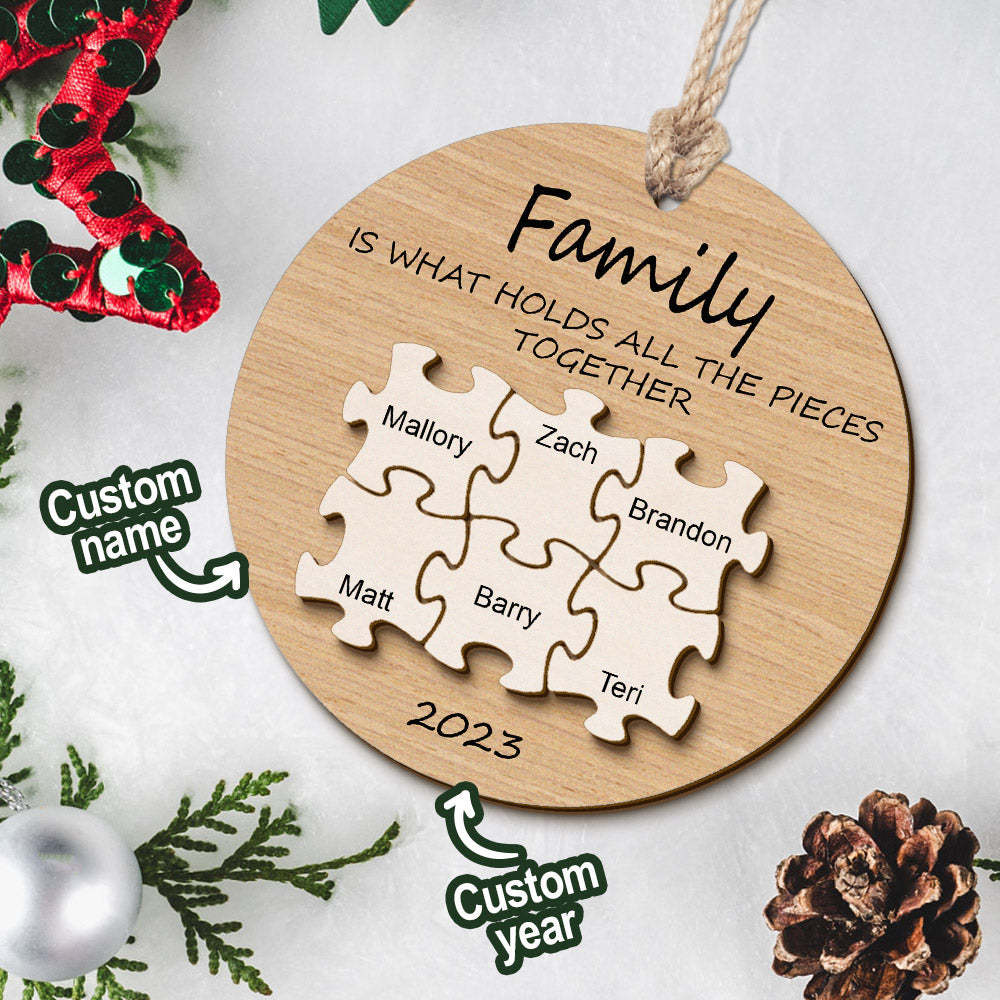 Puzzle De Nom Personnalisé, Ornement De Noël, Arbre De Noël En Bois Personnalisé, Ornement Familial, Cadeaux - maplunelampefr