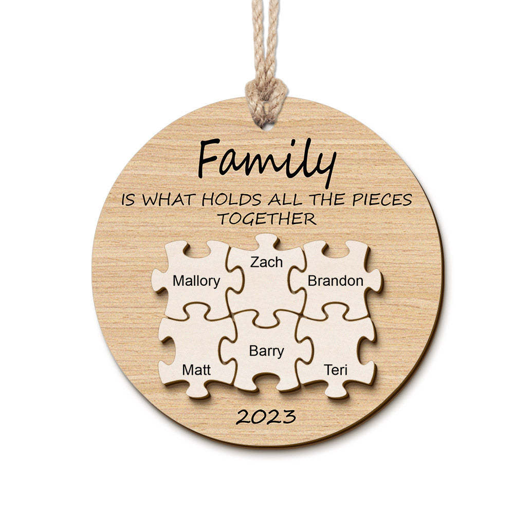 Puzzle De Nom Personnalisé, Ornement De Noël, Arbre De Noël En Bois Personnalisé, Ornement Familial, Cadeaux - maplunelampefr