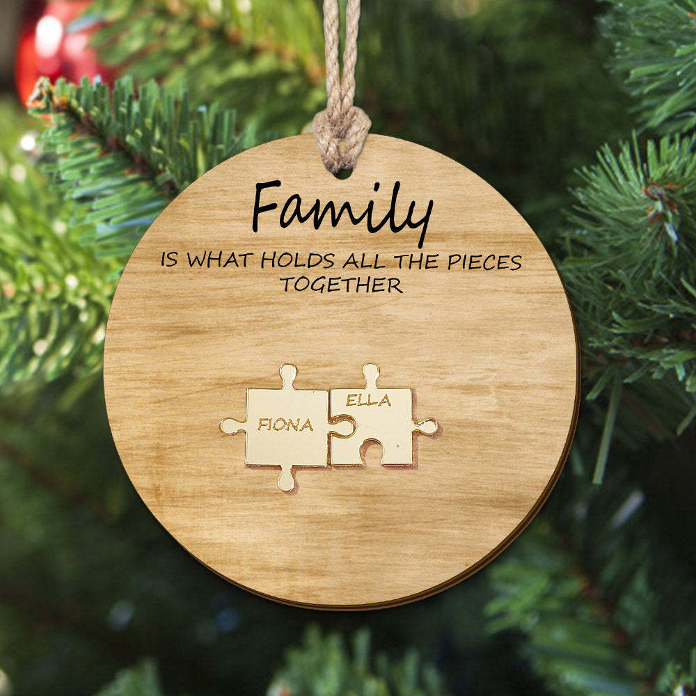 Puzzle De Nom De Famille Personnalisé, Ornement De Noël, Ornement En Bois Personnalisé, Cadeaux De Noël - maplunelampefr