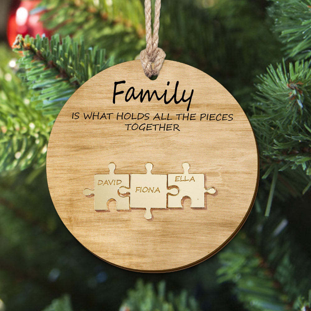 Puzzle De Nom De Famille Personnalisé, Ornement De Noël, Ornement En Bois Personnalisé, Cadeaux De Noël - maplunelampefr