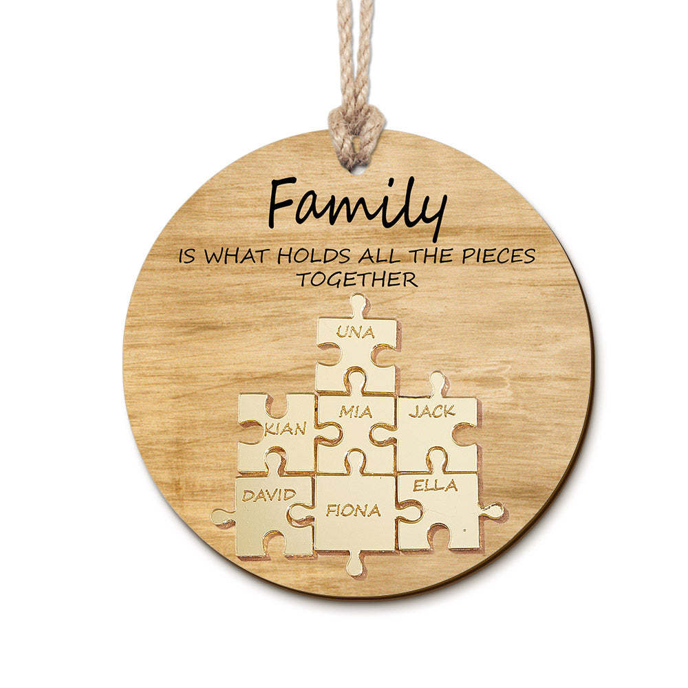 Puzzle De Nom De Famille Personnalisé, Ornement De Noël, Ornement En Bois Personnalisé, Cadeaux De Noël - maplunelampefr