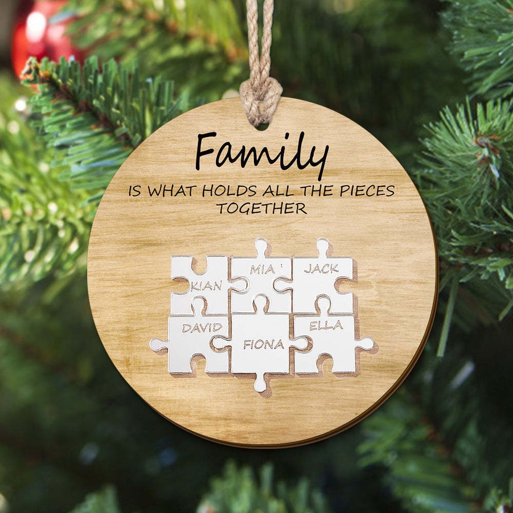 Puzzle De Nom De Famille Personnalisé, Ornement De Noël, Ornement En Bois Personnalisé, Cadeaux De Noël - maplunelampefr