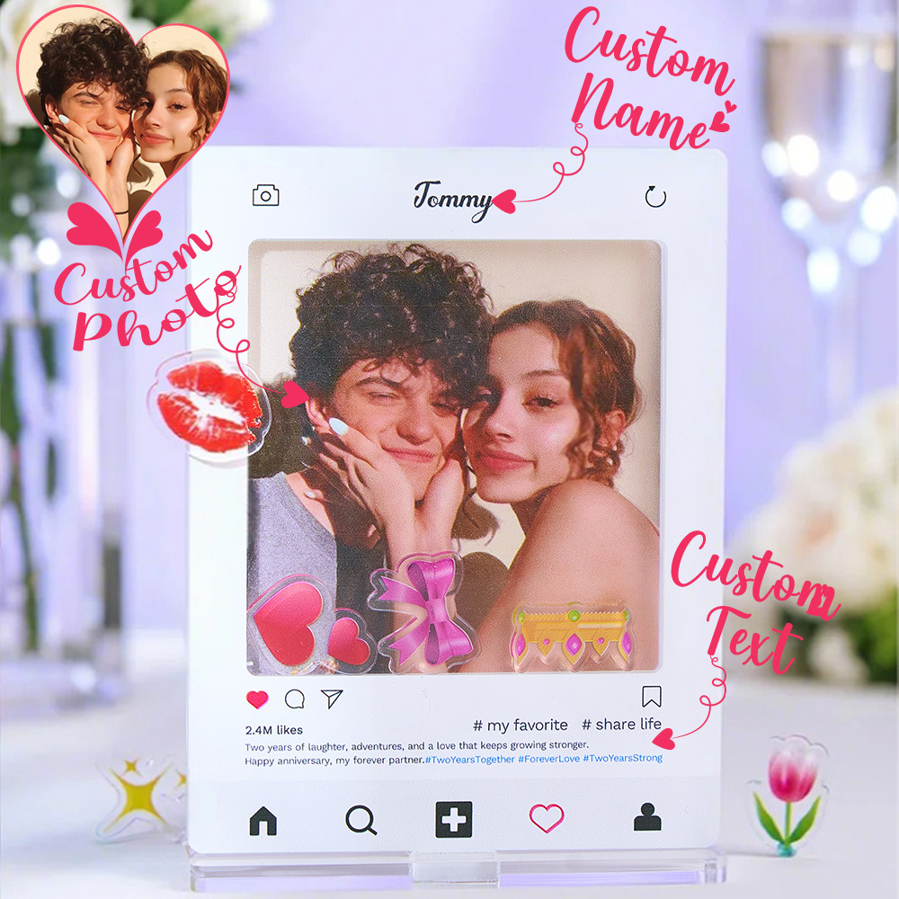 Cadre Photo Polaroid En Acrylique Pour Couple, Décorations Diy, Support Pour Carte, Cadeau, Cadre Photo Personnel - MapLunelampeFr
