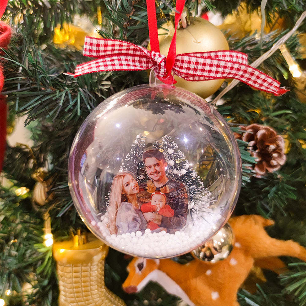 Ornement De Boule De Noël Avec Photo Personnalisée, Ornement De Boule 3d Personnalisé Pour Cadeaux De Noël - maplunelampefr