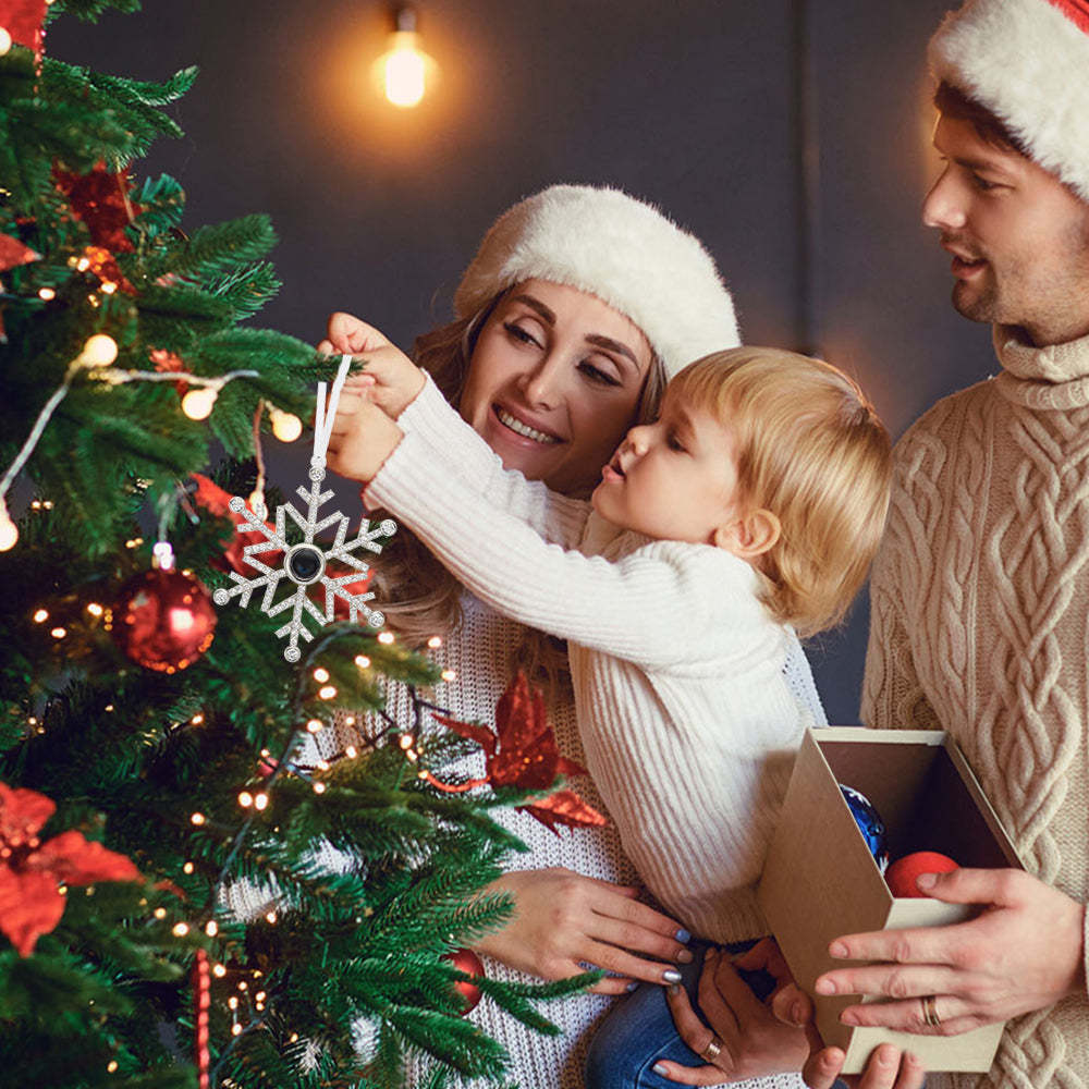 Ornement De Projection Personnalisé, Photo Personnalisée, Flocon De Neige, Cadeaux D'ornement De Noël - maplunelampefr