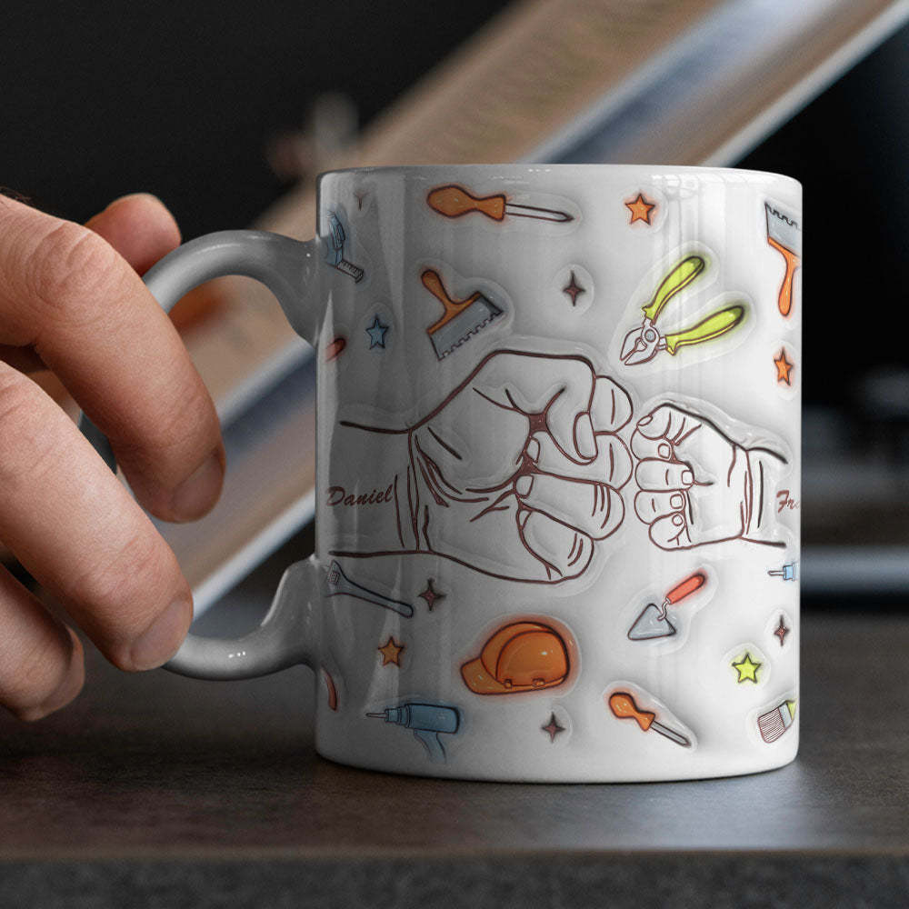 Tasse Imprimée Avec Noms Personnalisés Pour Enfants De 1 À 6 Ans, Effet Gonflé En 3d, Cadeau Pour Papa, Grand-père, Excellent Fixateur - MyHawaiianShirtsFR