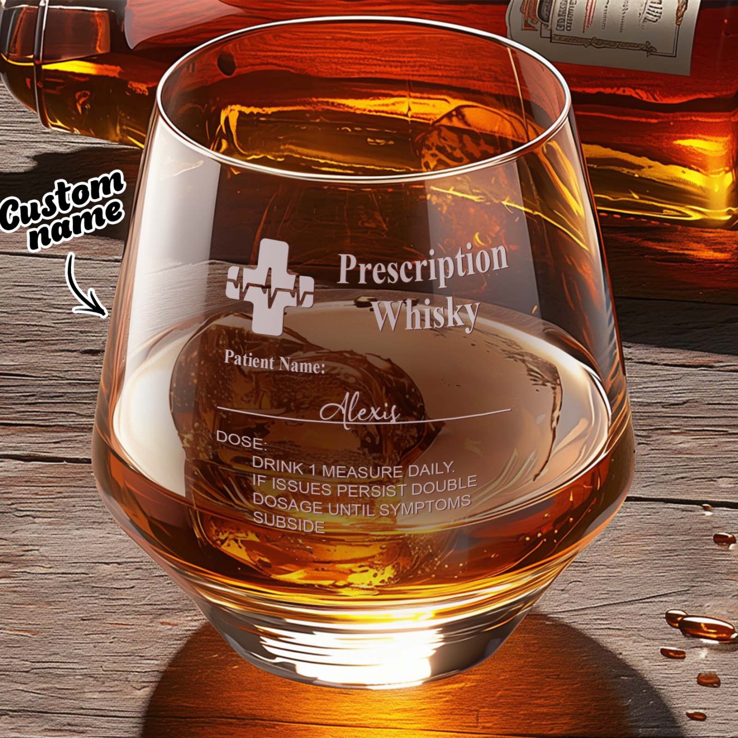 Verres À Whisky Sur Ordonnance Amusants Personnalisés Et Dessous De Verre En Ardoise Avec Nom Gravé Au Laser, Cadeau De Fête Des Pères Pour Grand-père Papa