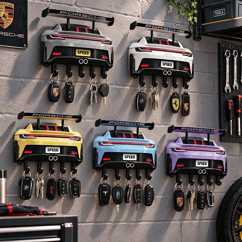 Porte-Clés Aileron Arrière Style Course Automobile – Cadeau Haut De Gamme Sur Le Thème Des Voitures De Sport Pour Hommes, Décoration De Noël Et Organiseur De Clés D'entrée