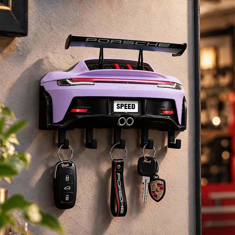 Porte-Clés Aileron Arrière Style Course Automobile – Cadeau Haut De Gamme Sur Le Thème Des Voitures De Sport Pour Hommes, Décoration De Noël Et Organiseur De Clés D'entrée