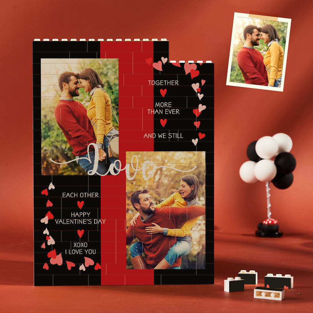 Brique De Photo De Construction Verticale De Puzzle De Bloc De Construction Personnalisé Pour L'amant Happy Valentine's Day - maplunelampefr