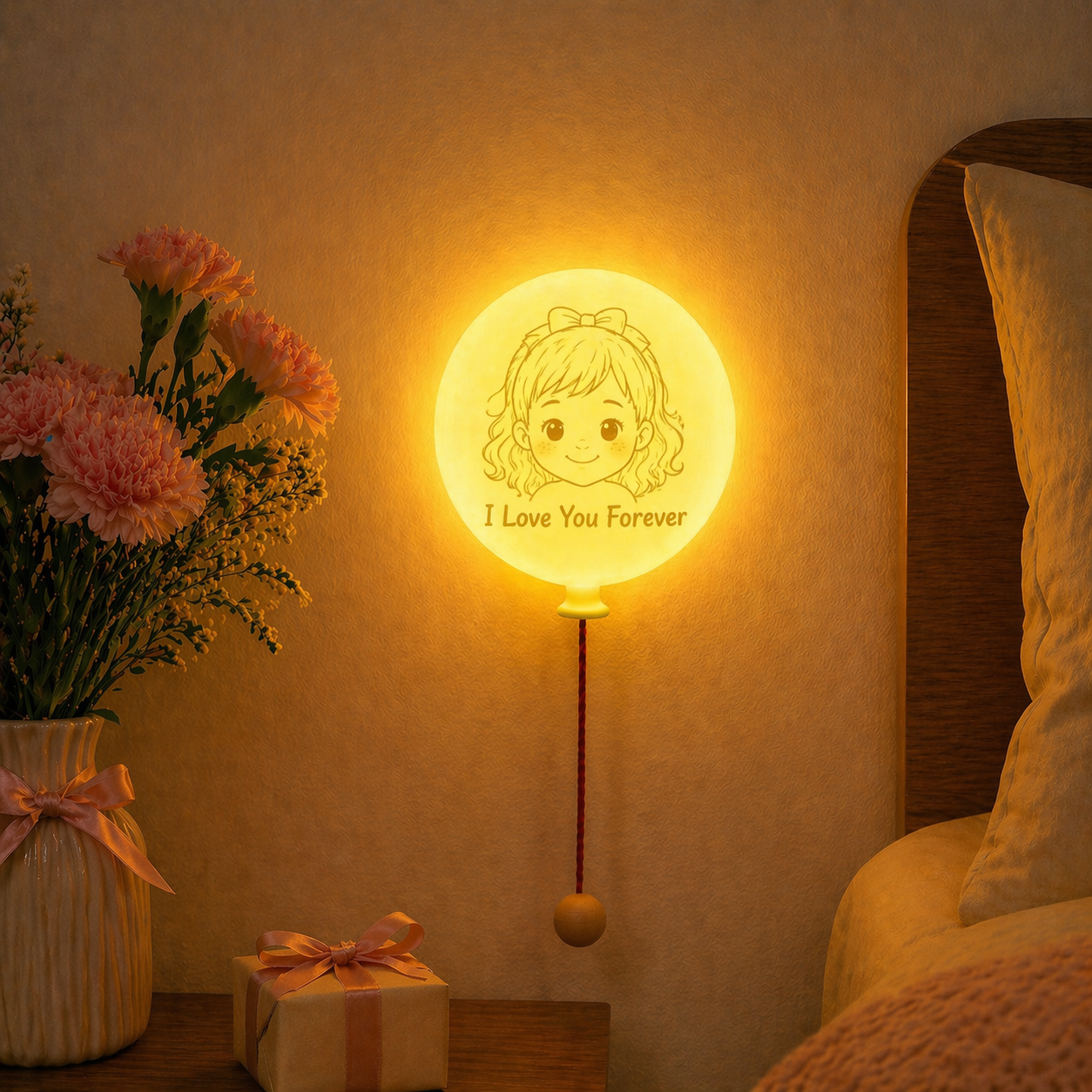 Veilleuse Ballon Personnalisée – Lampe Led Personnalisée Avec Nom Et Lumière Douce, Rechargeable, Décoration Pour Enfants Et Cadeau Amusant Pour La Fête Des Mères - MapLunelampeFr
